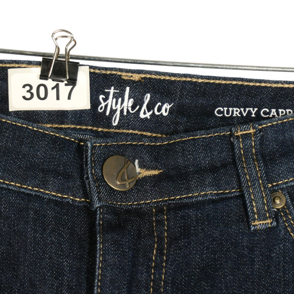 Style & Co Curvy Capri Jeans Blue Stretch Denim Womens Size 10 Cuffed 32 x 23 - Picture 5 of 10